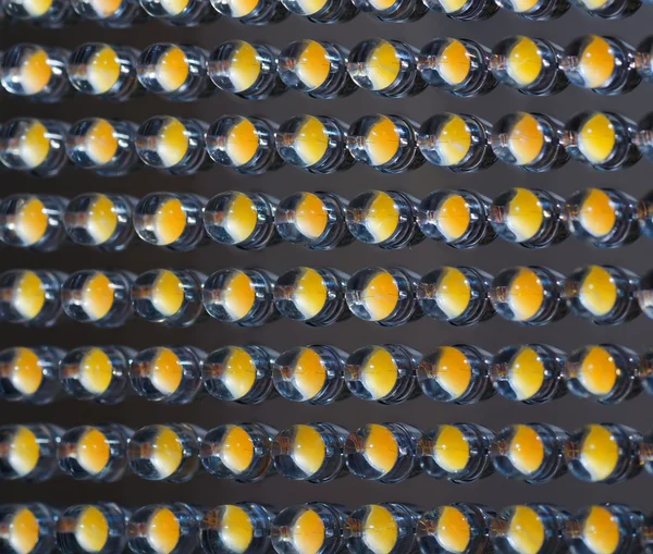 many small yellow LED lamp in a row