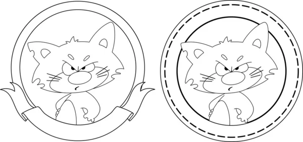 illustration of a angry cat banner outlined