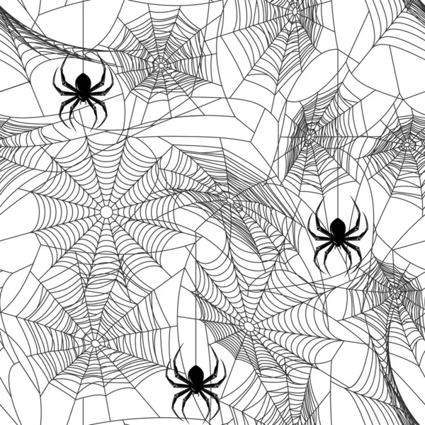 Halloween Black Seamless Web Spider — Stock Vector