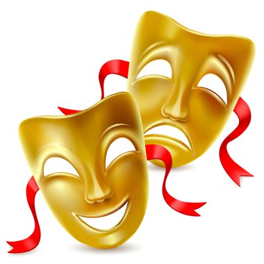 Tiyatro maskeleri. Izole. Mesh. Kırpma Maskeleri. Mesh. Kırpma Maskesi