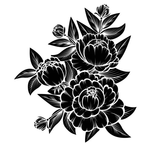 Rama Rosas Sobre Fondo Blanco — Vector de stock