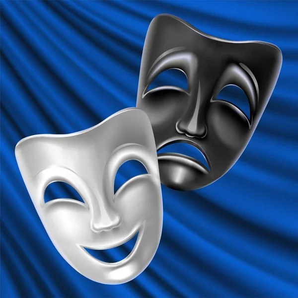 Masques Théâtre Sur Fond Bleu Scène Théâtre Mesh Masque Coupe — Image vectorielle