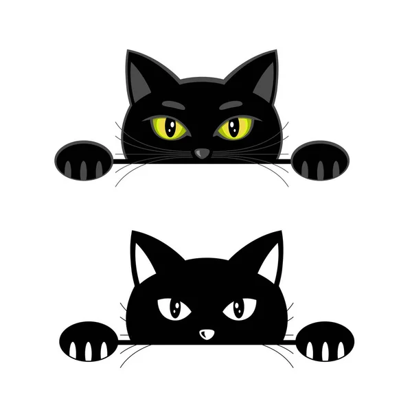 Guckende Schwarze Katze Mit Gelben Augen Stockillustration