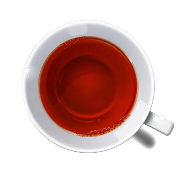 Vue Dessus Sur Tasse Avec Thé Sur Fond Blanc Mesh — Image vectorielle