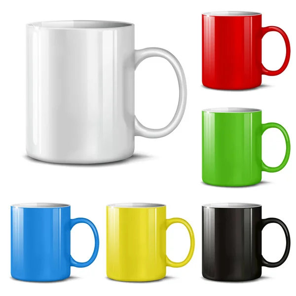 Cups Various Colors White Background Mesh File Contains Transparency Stock Illustration