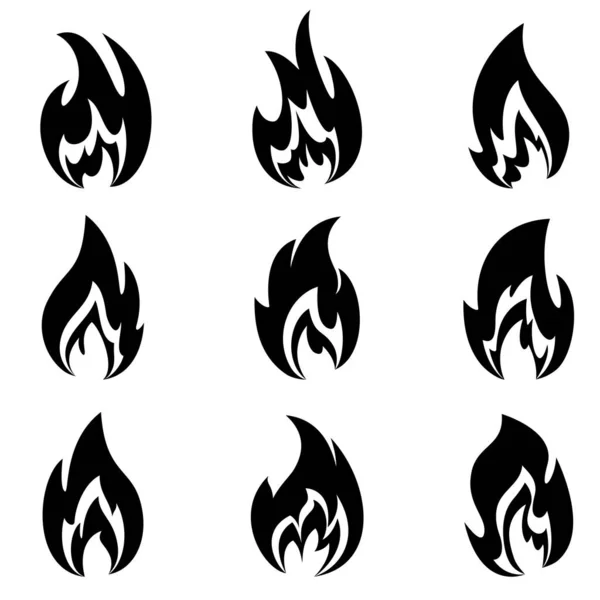 Flames Different Shapes White Background Royalty Free Stock Illustrations