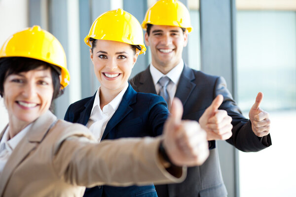 Group of construction manager thumbs up