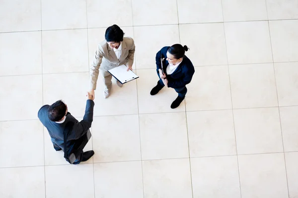 Overhead view of business meeting — Stock Photo, Image