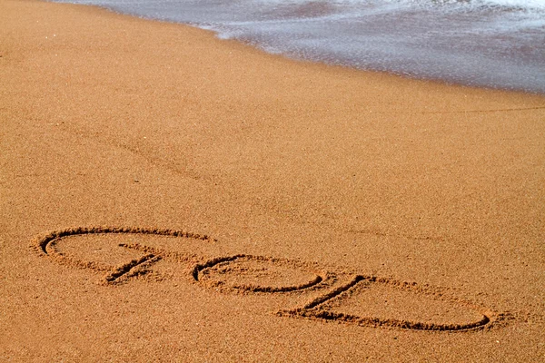 Das am Strand geschriebene Wort — Stockfoto