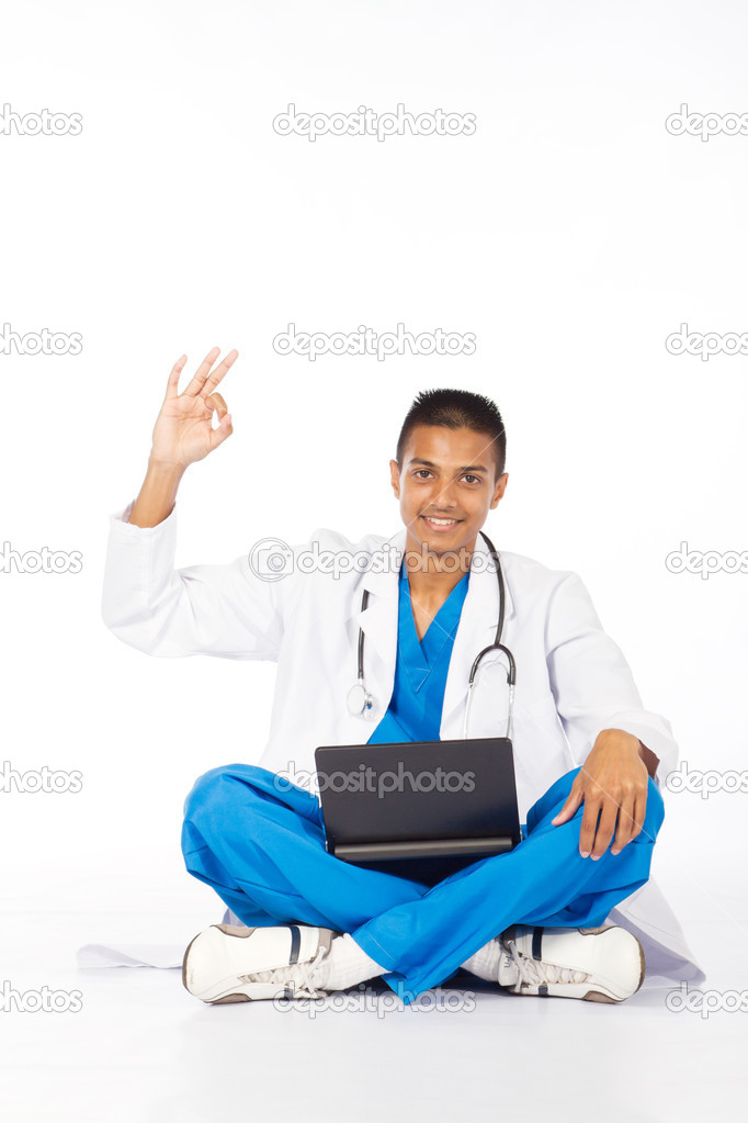 Indian Intern Giving Ok Sign Indian Intern Giving Ok Sign Stock