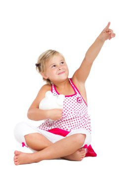 servet ve işaret ile küçük kız