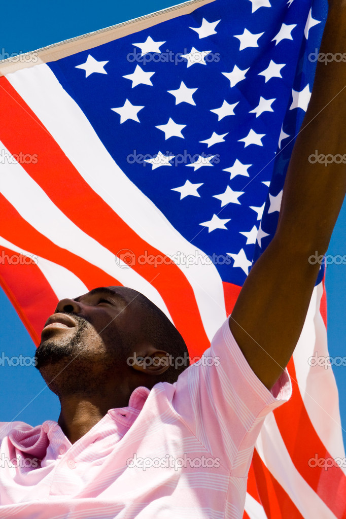 African american man with USA flag