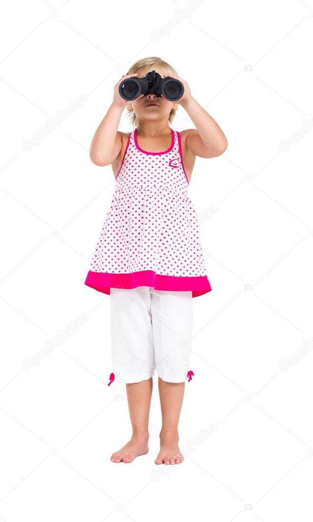 Cute little girl with binoculars