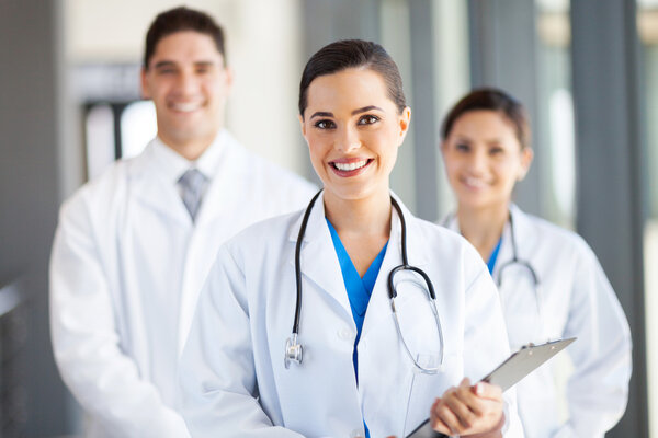 Group of medical workers portrait in hospital — Stock Photo, Image