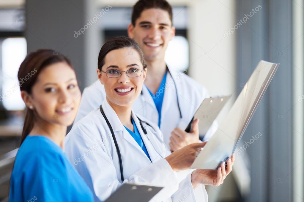 Group of medical workers working together