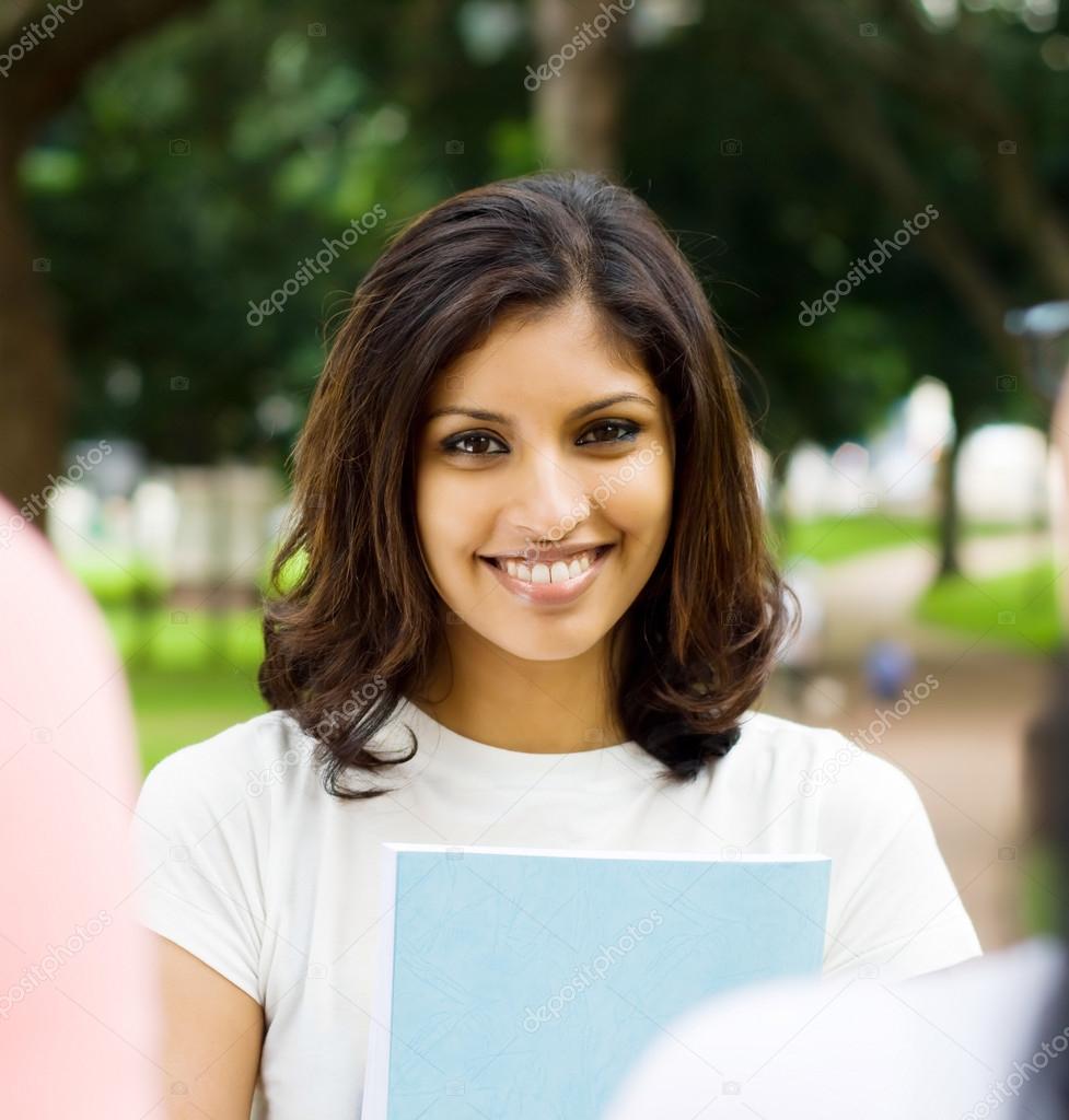 Happy female college student portrait