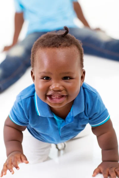 Cute african american baby boy crawling on floor — Stock Photo, Image