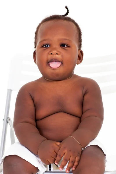 Lindo graso africano americano bebé chico — Foto de Stock