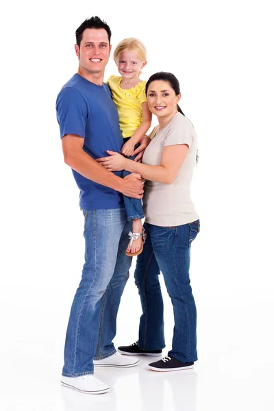 快乐年轻的家庭隔离在白色 — 图库照片