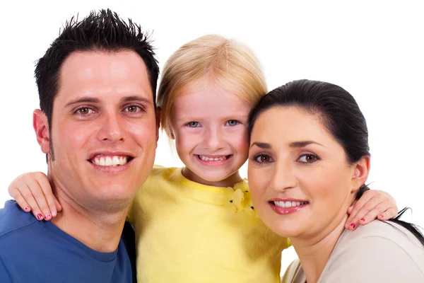 Gelukkig familie close-up portret geïsoleerd op wit — Stockfoto