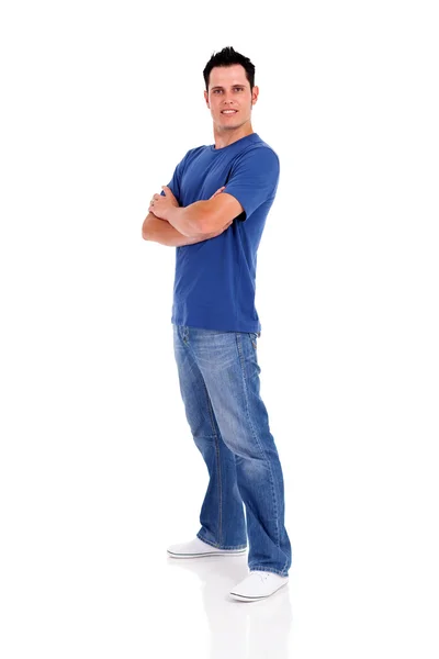 Casual young man full length isolated on white — Stock Photo, Image