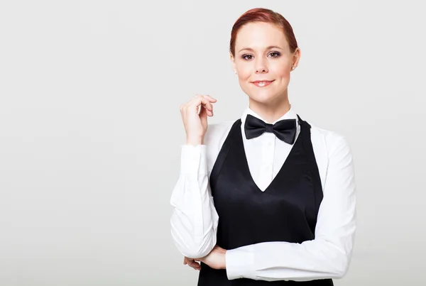 Attractive young waitress in uniform — Stock Photo, Image