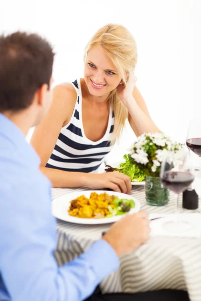 Happy young couple dining out Royalty Free Stock Photos