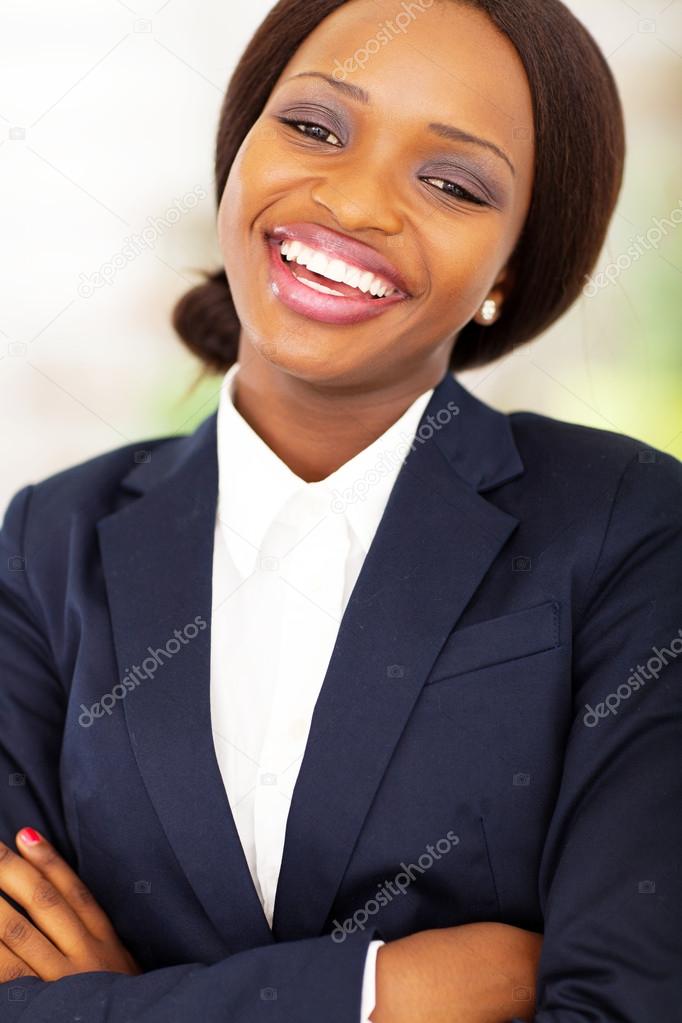 Happy african businesswoman closeup portrait
