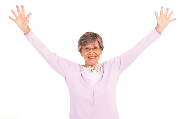 Brazos de mujer anciana abiertos aislados en blanco —  Fotos de Stock