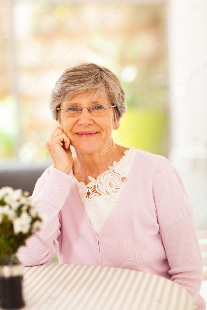 Elegant senior woman at home