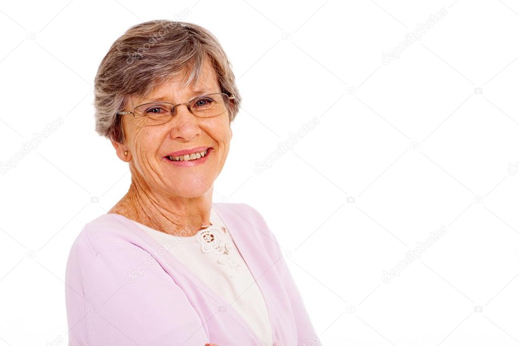 Senior woman isolated on white background