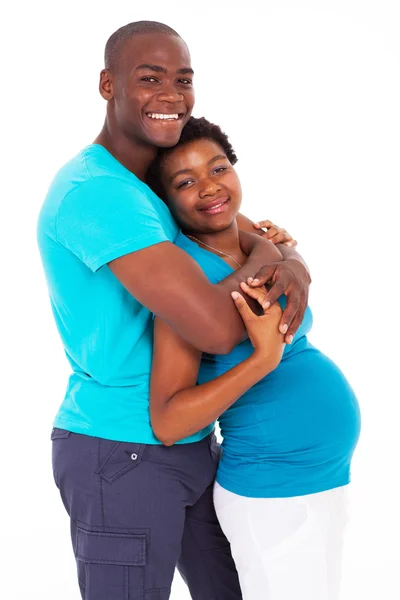 Happy african american expecting couple isolated on white — Stock Photo, Image