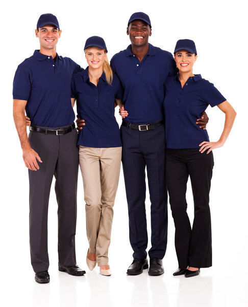 портрет молодого коллектива на белом фоне
