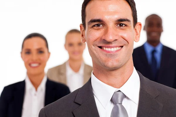 Bonito empresário e colegas estúdio retrato — Fotografia de Stock