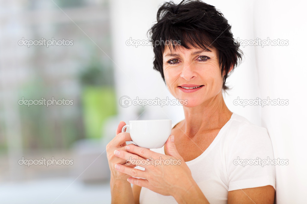 Woman enjoying a cup of coffee