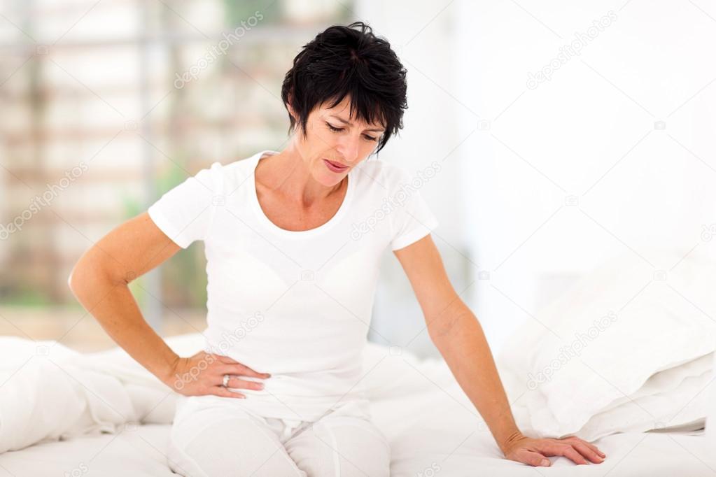 Woman having stomach pain