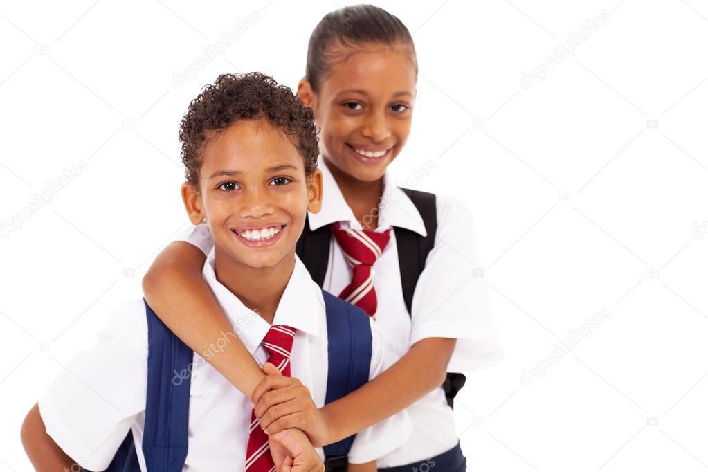Two happy elementary school friends