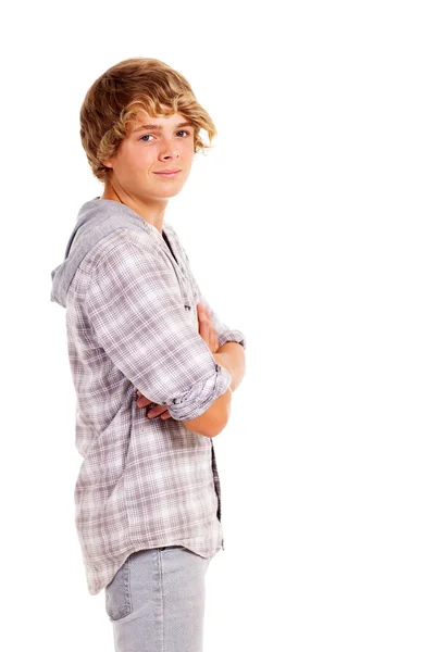 Aranyos szőke tizenéves fiú — Stock Fotó