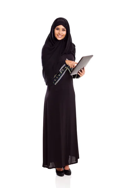 Modern Arabic woman with tablet computer — Stock Photo, Image