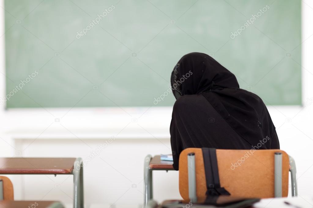 Arabian school girl in classroom