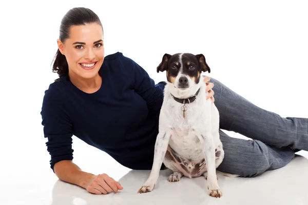 Perro mascota con su dueño femenino —  Fotos de Stock