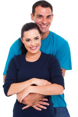 yakışıklı adam kollarını onun güzel karısı