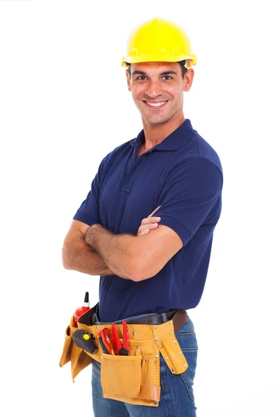 Säker handyman korsade armar — Stockfoto
