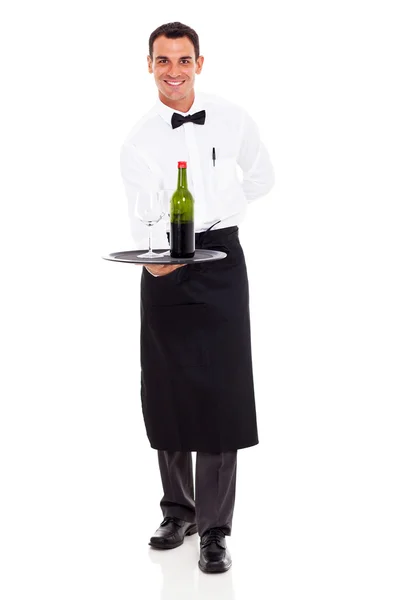 Sommelier con vino e bicchiere — Foto Stock