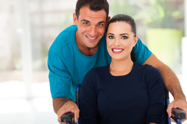 Loving husband and diabled wife — Stock Photo, Image