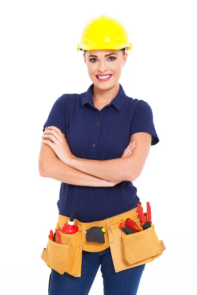 Hermosa contratista de construcción femenina — Foto de Stock