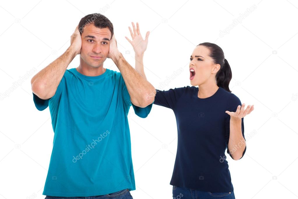 girlfriend shouting to her boyfriend