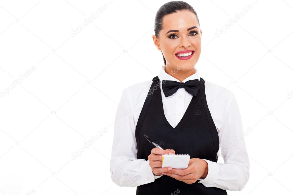 friendly waitress taking order