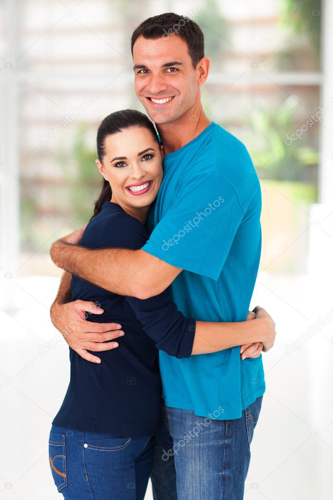 loving couple hugging