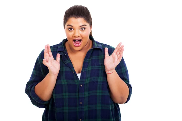 Large teenage girl looking surprised — Stock Photo, Image